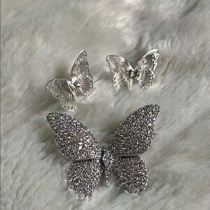 Beautiful Butterfly Pin with Earrings